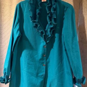 Chic Teal Ruffled Blouse